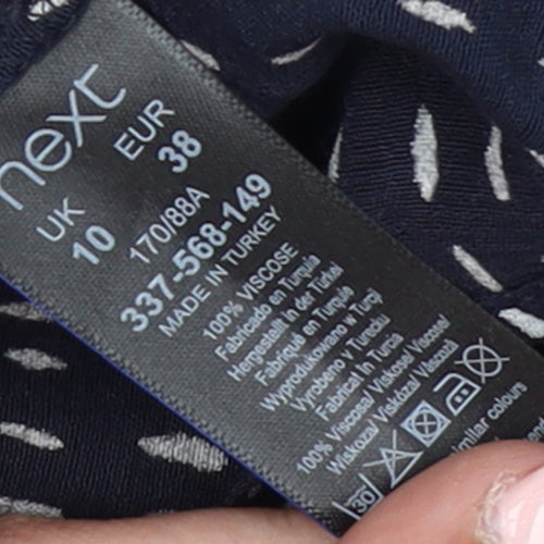 Next Women’s Blue Printed Long Sleeve Viscose Blouse Size 10