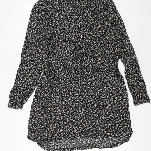 MNG Collection Women’s Black Floral Viscose Shift Dress Size 16