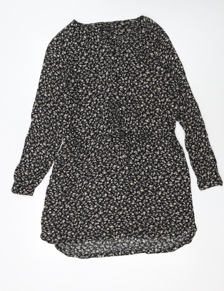 MNG Collection Women’s Black Floral Viscose Shift Dress Size 16