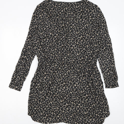 MNG Collection Women’s Black Floral Viscose Shift Dress Size 16