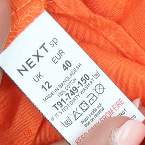 Next Women’s Orange Sleeveless High Neck Ruffle Cotton Tunic Blouse UK 12