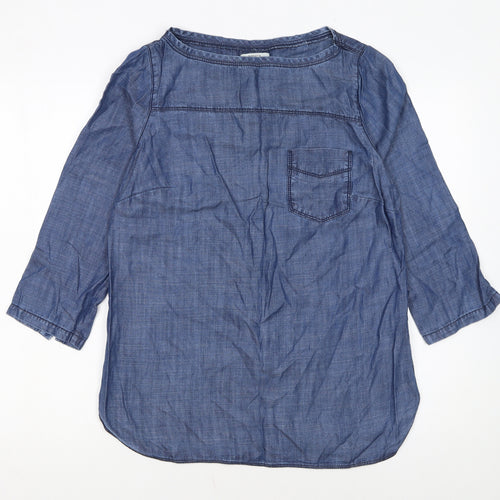 Papaya Women’s Blue Lyocell Chambray Blouse Size 10 3/4 Sleeve