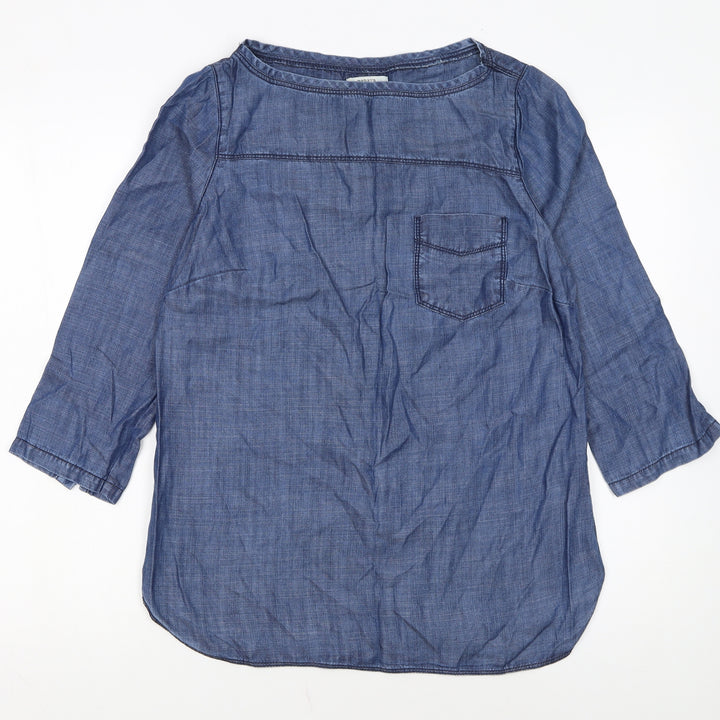 Papaya Women’s Blue Lyocell Chambray Blouse Size 10 3/4 Sleeve