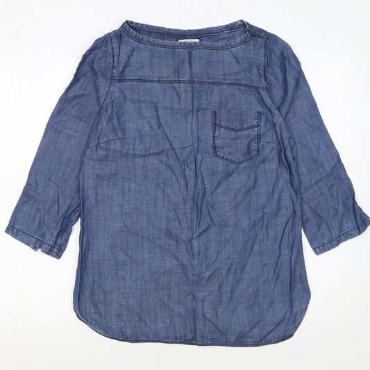 Papaya Women’s Blue Lyocell Chambray Blouse Size 10 3/4 Sleeve