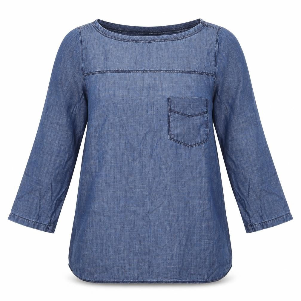 Papaya Women’s Blue Lyocell Chambray Blouse Size 10 3/4 Sleeve