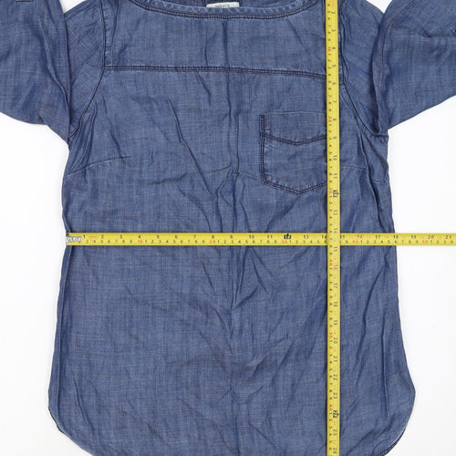 Papaya Women’s Blue Lyocell Chambray Blouse Size 10 3/4 Sleeve