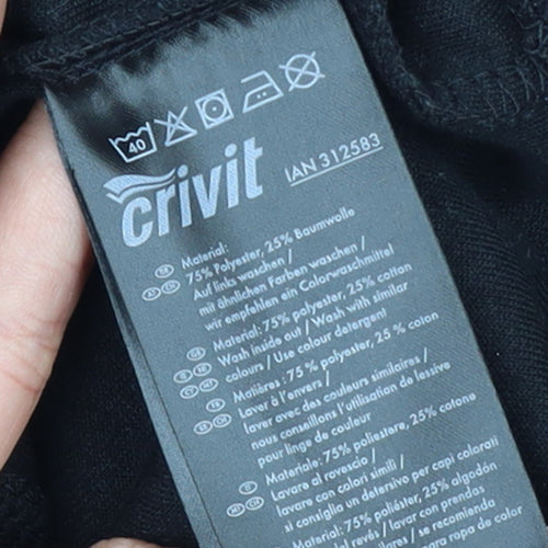 Crivit Women's Black Full Zip Hoodie Size 12/14 Polyester Cotton Blend