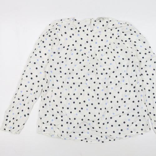 Next Womens White Polka Dot Long Sleeve Viscose Tunic Blouse Size 10