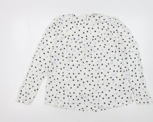 Next Womens White Polka Dot Long Sleeve Viscose Tunic Blouse Size 10
