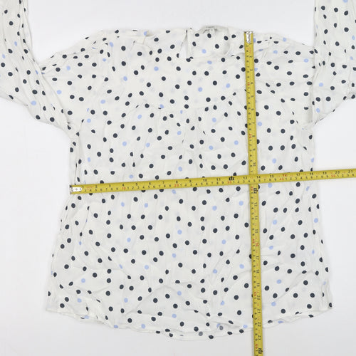 Next Womens White Polka Dot Long Sleeve Viscose Tunic Blouse Size 10