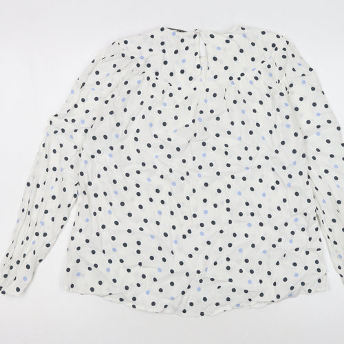 Next Womens White Polka Dot Long Sleeve Viscose Tunic Blouse Size 10