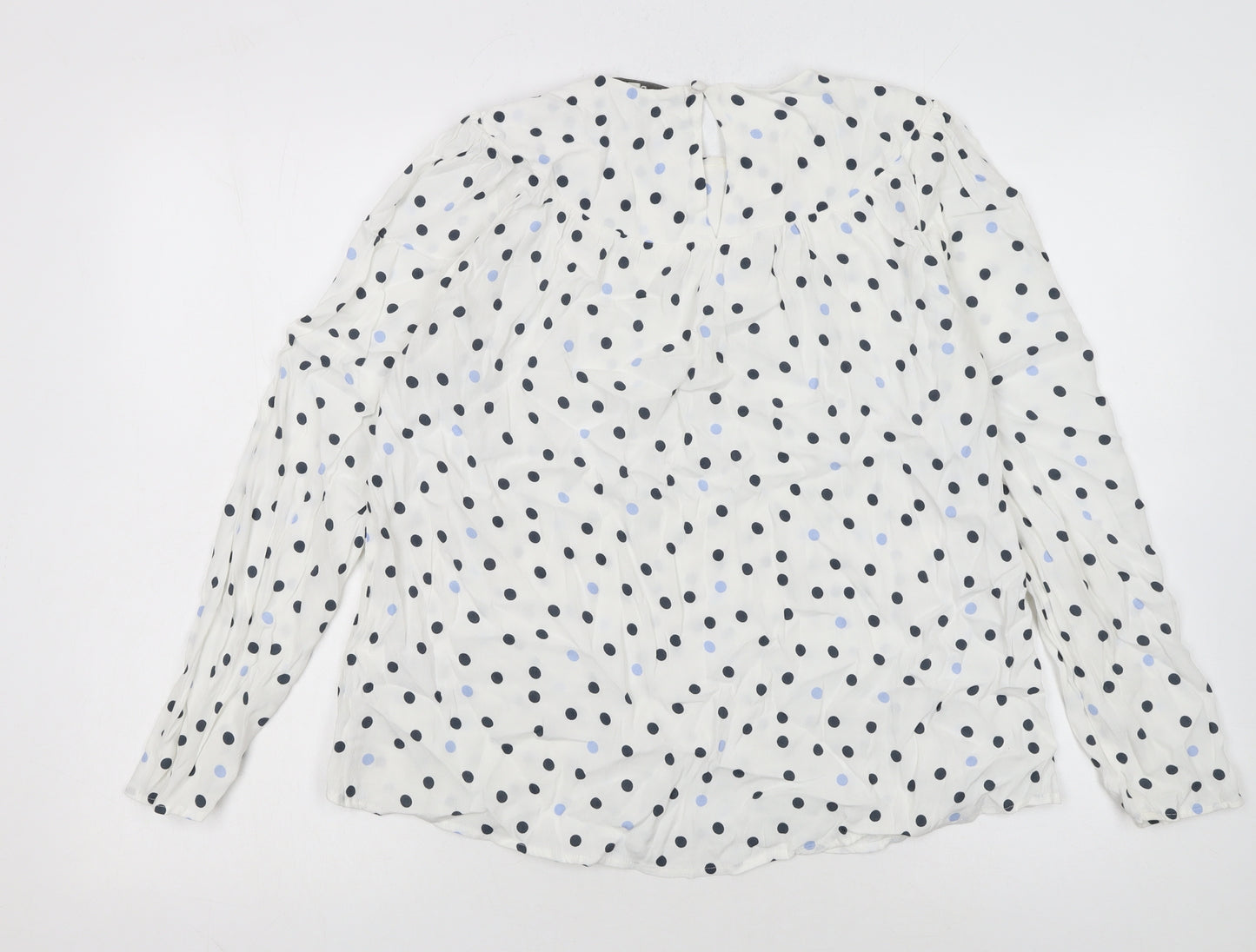 Next Womens White Polka Dot Long Sleeve Viscose Tunic Blouse Size 10