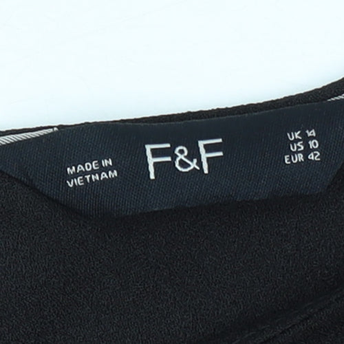 F&F Women’s Black Shift Dress Size 14 3/4 Bell Sleeve Classic Workwear
