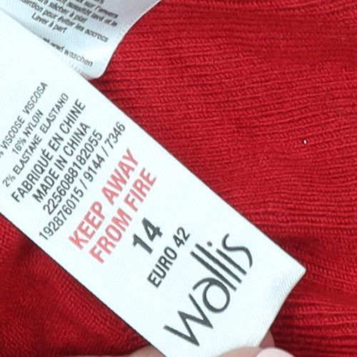 Wallis Women Red Black Trim 3/4 Sleeve Pullover Jumper Size 14