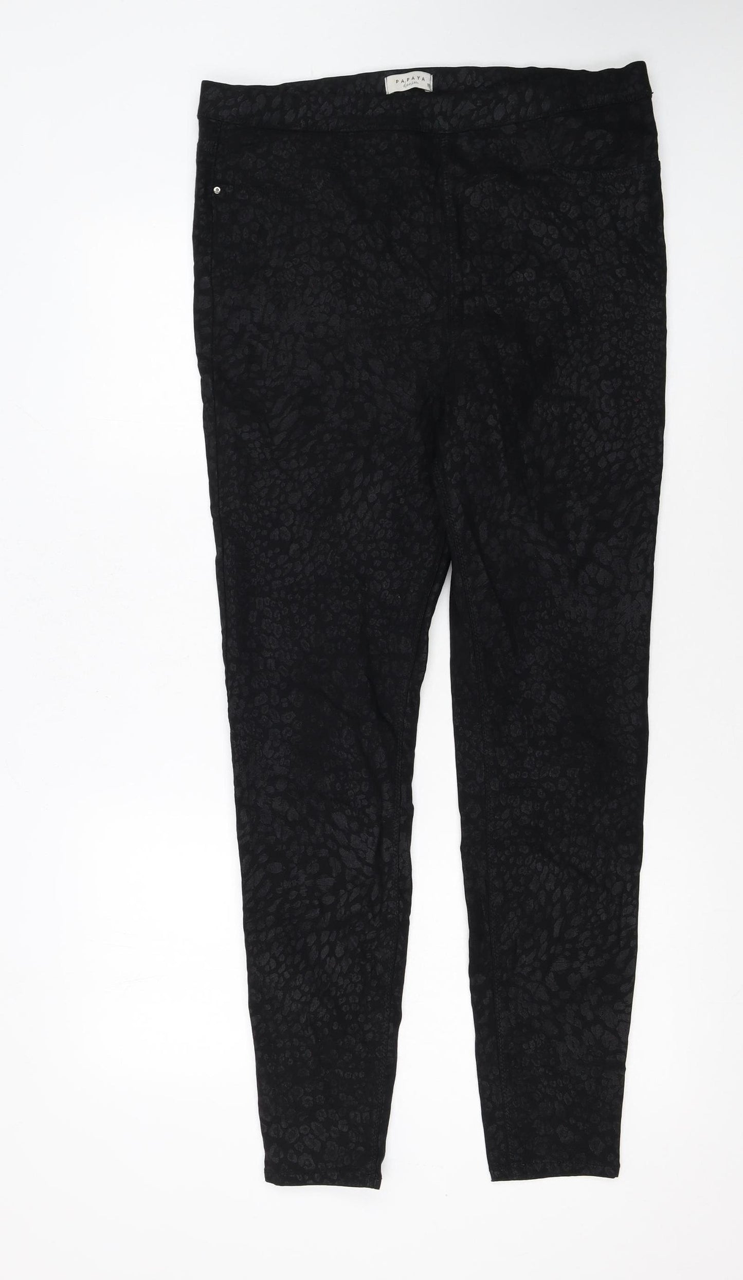 Papaya Women’s Black Animal Print Stretch Jeggings Size 16