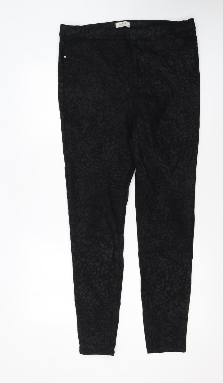 Papaya Women’s Black Animal Print Stretch Jeggings Size 16