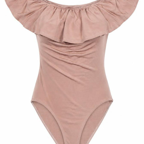Miss Selfridge Women Beige Off Shoulder Bodysuit UK 6 Polyester Blend