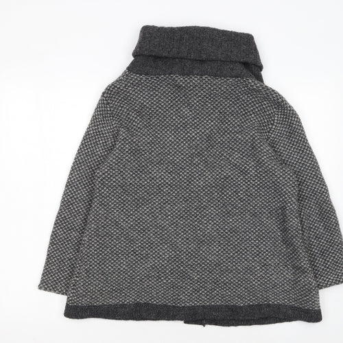 Marks and Spencer Women's Grey Wool Blend Roll Neck Button Cardigan UK 16