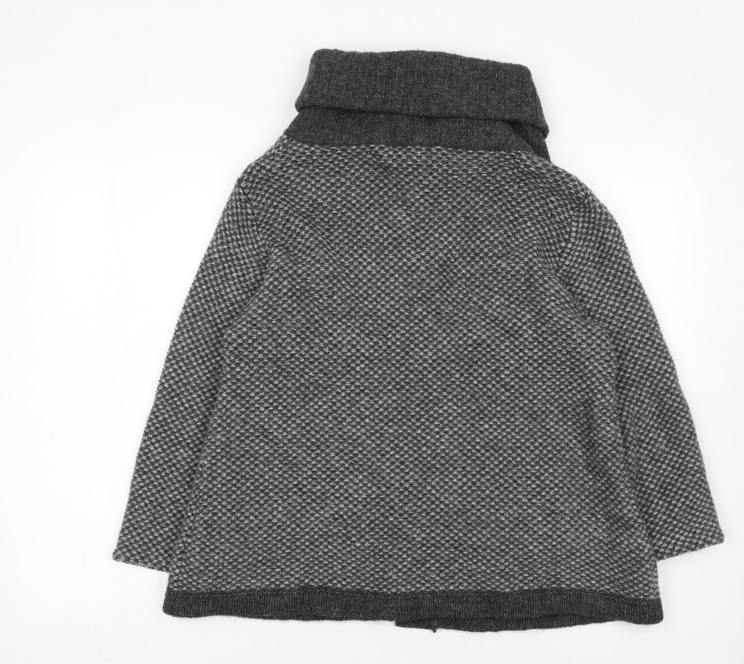 Marks and Spencer Women's Grey Wool Blend Roll Neck Button Cardigan UK 16