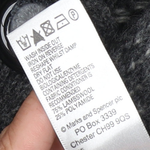 Marks and Spencer Women's Grey Wool Blend Roll Neck Button Cardigan UK 16