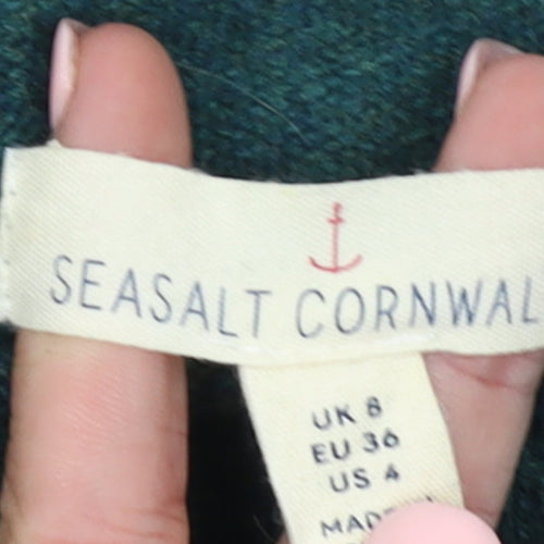Seasalt Cornwall Women's Green Wool Blend Pullover Jumper UK 8