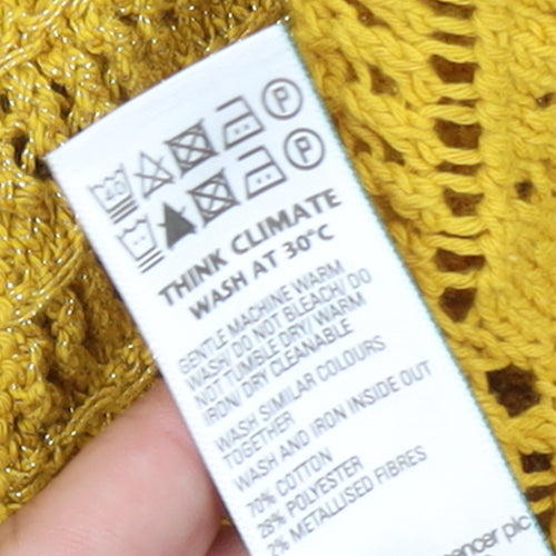 Marks and Spencer Women’s Yellow Open Knit Crochet Tasselled Vest XS