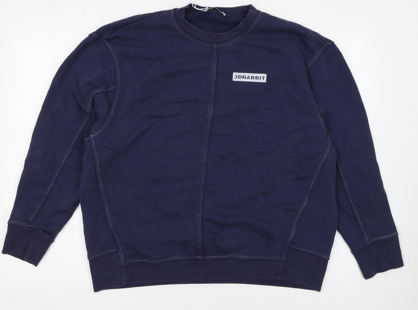 Zara Women Navy Blue 3D Rabbit Embroidered Pullover Sweatshirt M