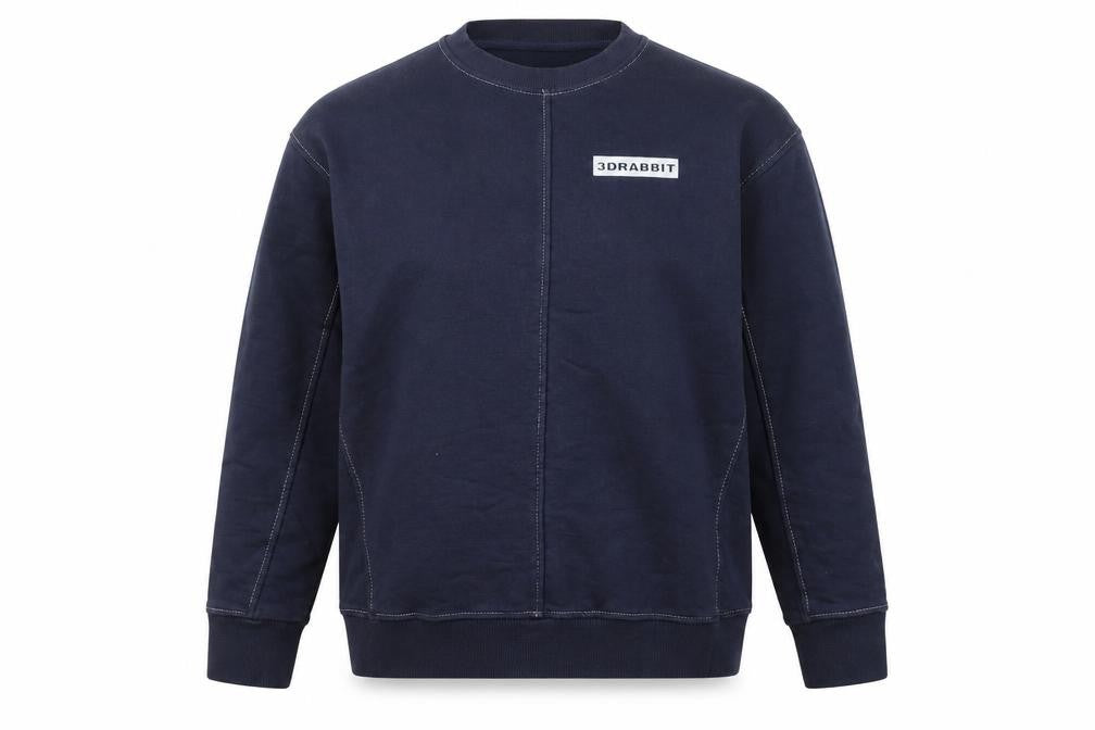 Front view of Zara Women Navy Blue 3D Rabbit Embroidered Pullover Sweatshirt M