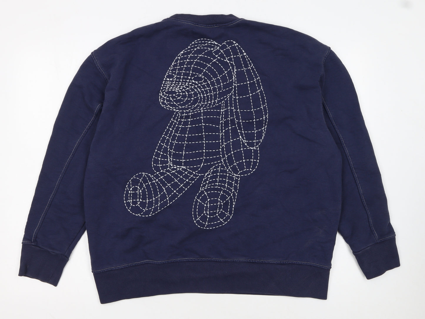 Zara Women Navy Blue 3D Rabbit Embroidered Pullover Sweatshirt M