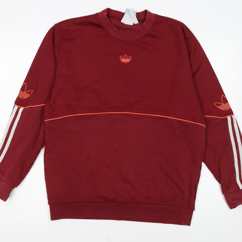 Adidas Men's Red Pullover Sweatshirt M Regular Fit Crew Neck
