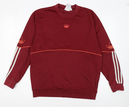 Adidas Men's Red Pullover Sweatshirt M Regular Fit Crew Neck