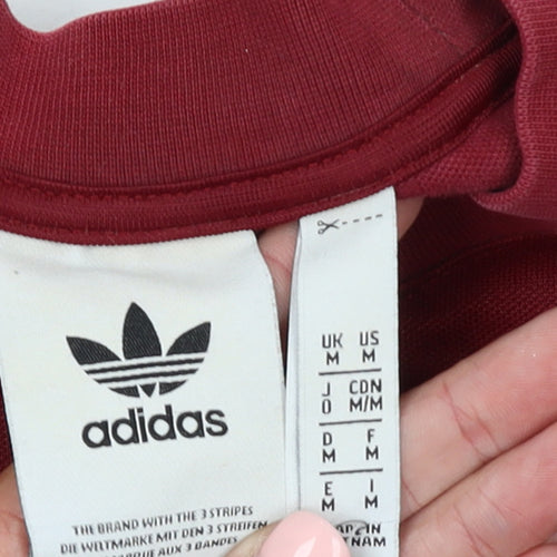 Adidas Men's Red Pullover Sweatshirt M Regular Fit Crew Neck