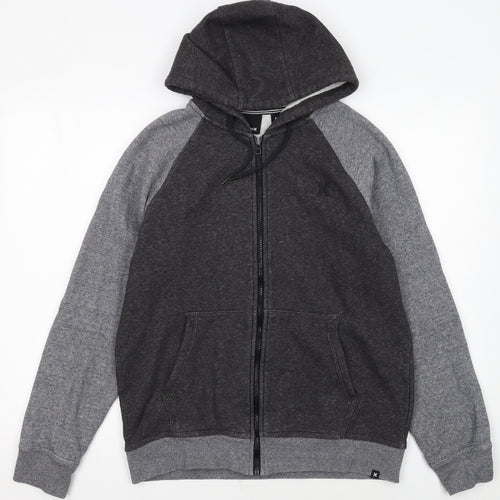 Hurley Men's Grey Full Zip Hoodie Size S Fleece Lined Sweatshirt