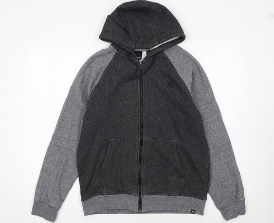 Hurley Men's Grey Full Zip Hoodie Size S Fleece Lined Sweatshirt
