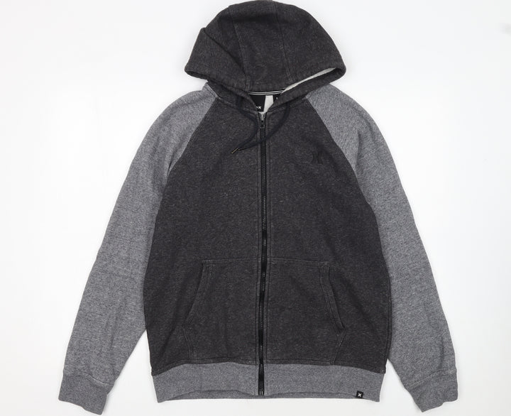 Hurley Men's Grey Full Zip Hoodie Size S Fleece Lined Sweatshirt