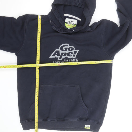 Go Ape Men’s Blue Pullover Hoodie Large Graphic Logo Adventure