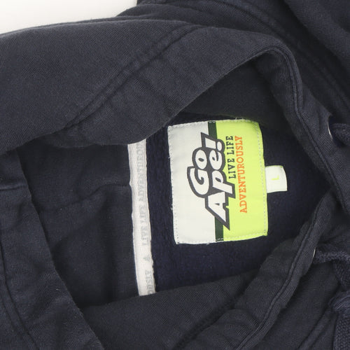 Go Ape Men’s Blue Pullover Hoodie Large Graphic Logo Adventure