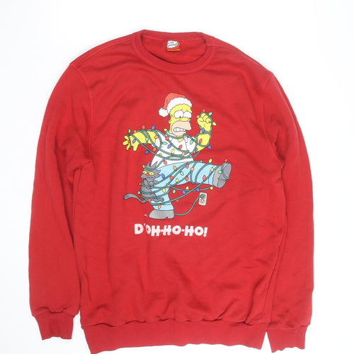 The Simpsons Men’s Red Homer Christmas Sweatshirt L Pullover