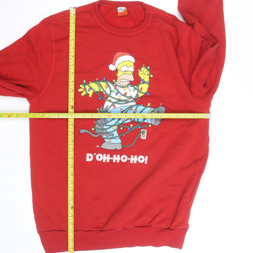 The Simpsons Men’s Red Homer Christmas Sweatshirt L Pullover