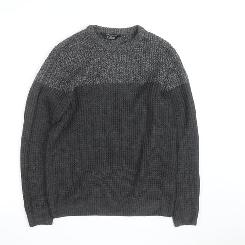Kensington Eastside Men's Grey Chunky Knit Crew Neck Pullover Jumper M