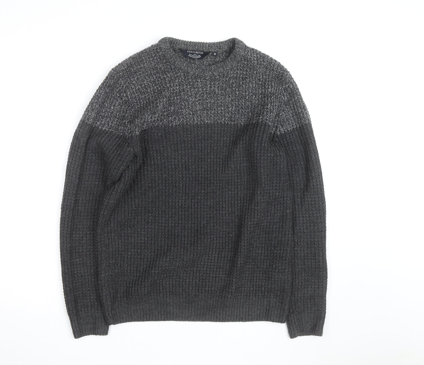 Kensington Eastside Men's Grey Chunky Knit Crew Neck Pullover Jumper M