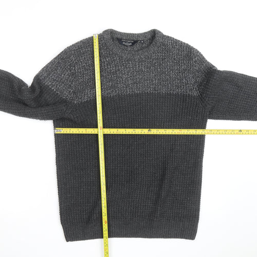 Kensington Eastside Men's Grey Chunky Knit Crew Neck Pullover Jumper M