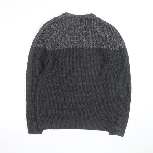 Kensington Eastside Men's Grey Chunky Knit Crew Neck Pullover Jumper M