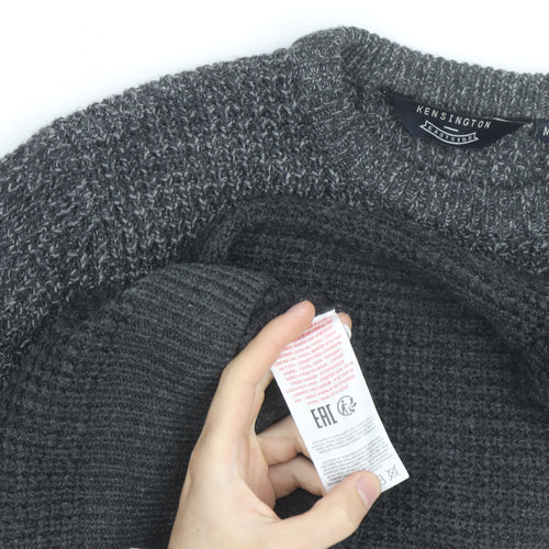 Kensington Eastside Men's Grey Chunky Knit Crew Neck Pullover Jumper M