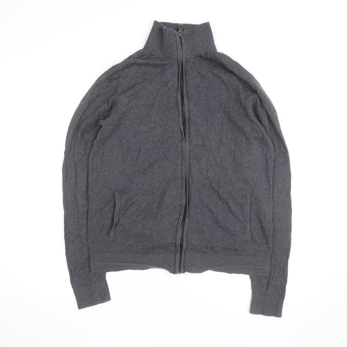 Jack & Jones Men’s Grey Full Zip High Neck Cotton Jumper Medium