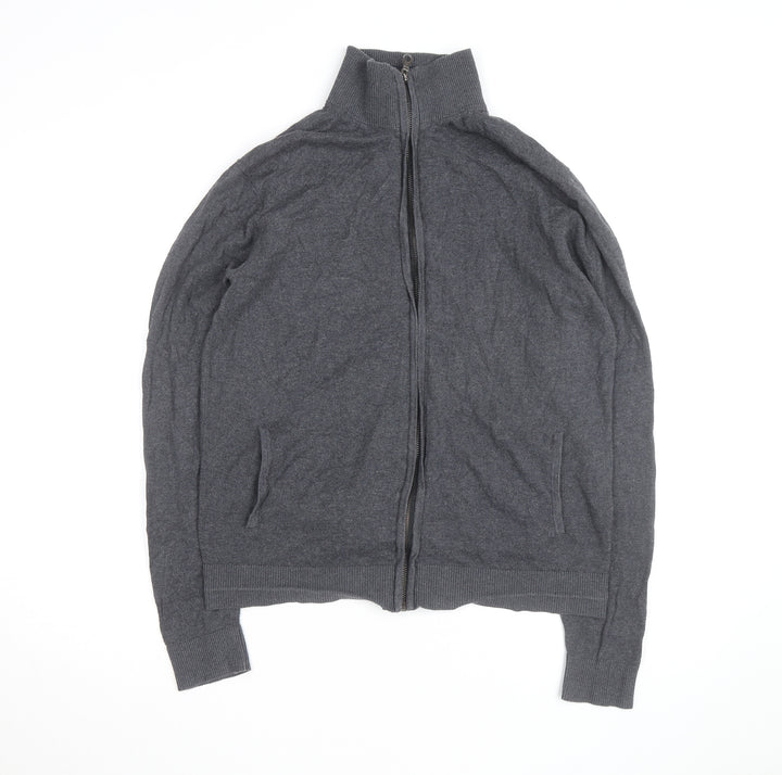 Jack & Jones Men’s Grey Full Zip High Neck Cotton Jumper Medium