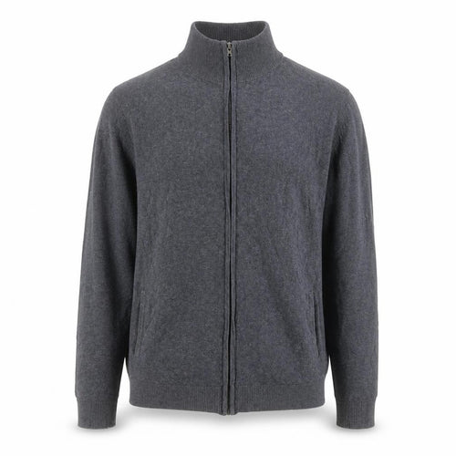 Jack & Jones Men’s Grey Full Zip High Neck Cotton Jumper Medium