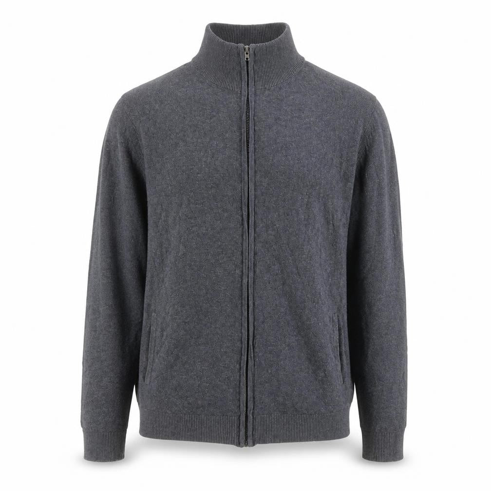 Jack & Jones Men’s Grey Full Zip High Neck Cotton Jumper Medium