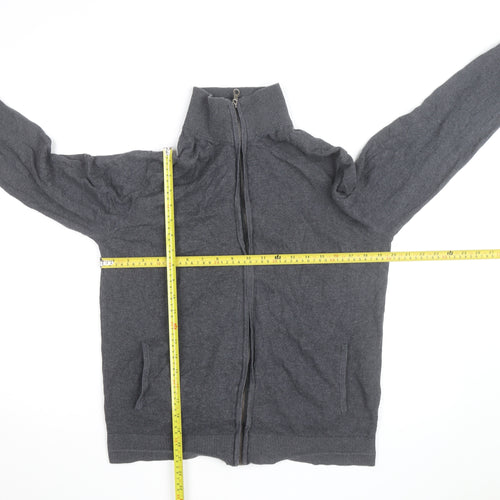 Jack & Jones Men’s Grey Full Zip High Neck Cotton Jumper Medium