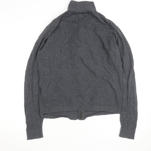 Jack & Jones Men’s Grey Full Zip High Neck Cotton Jumper Medium
